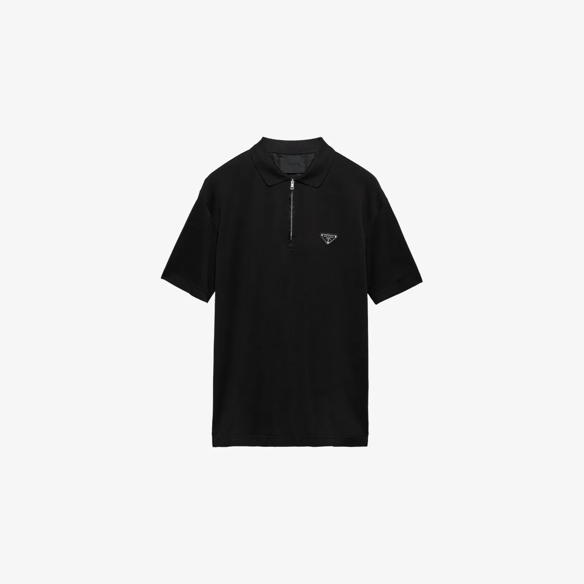 Рубашка-поло из хлопкового пике с бляшкой-логотипом re-nylon Prada, черный