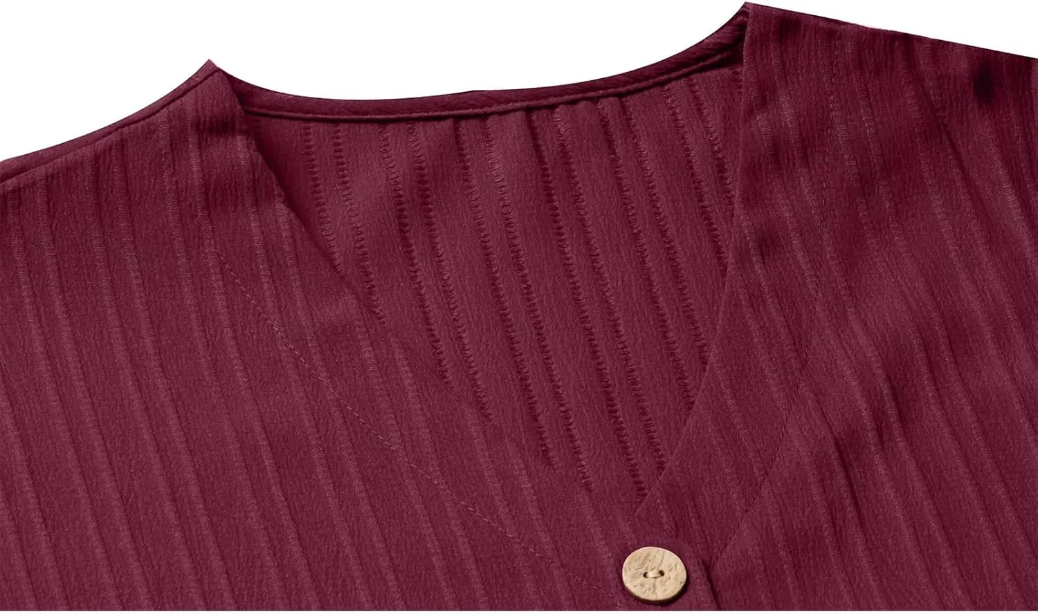 Женское повседневное платье-футболка с V-образным вырезом, Wine Red — фото 3