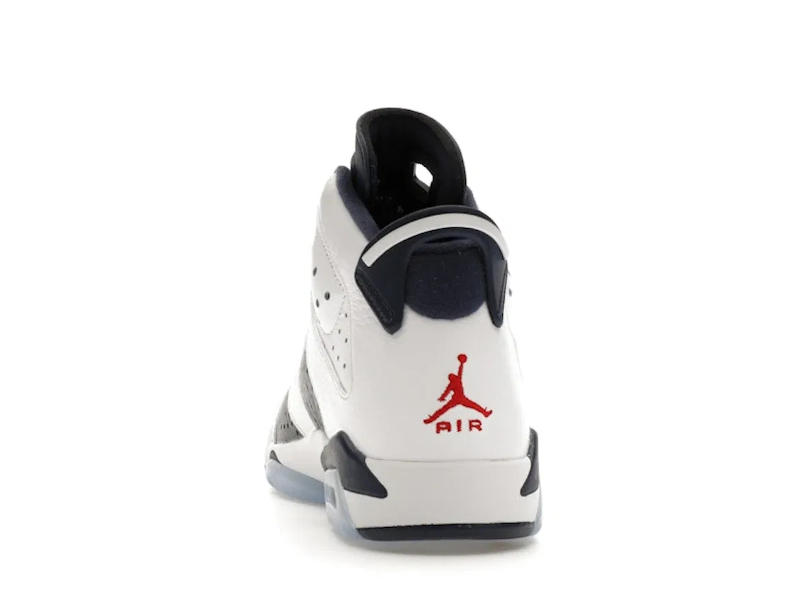 Детские кроссовки с высоким берцем Jordan 6 Retro Olympic (2024) (GS) Jordan, White/Varsity Red/Midnight Navy — фото 4