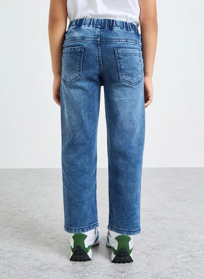 Styli Джинсы с нашивкой Boys badge detail pull-on jeans, темно-синий — фото 4