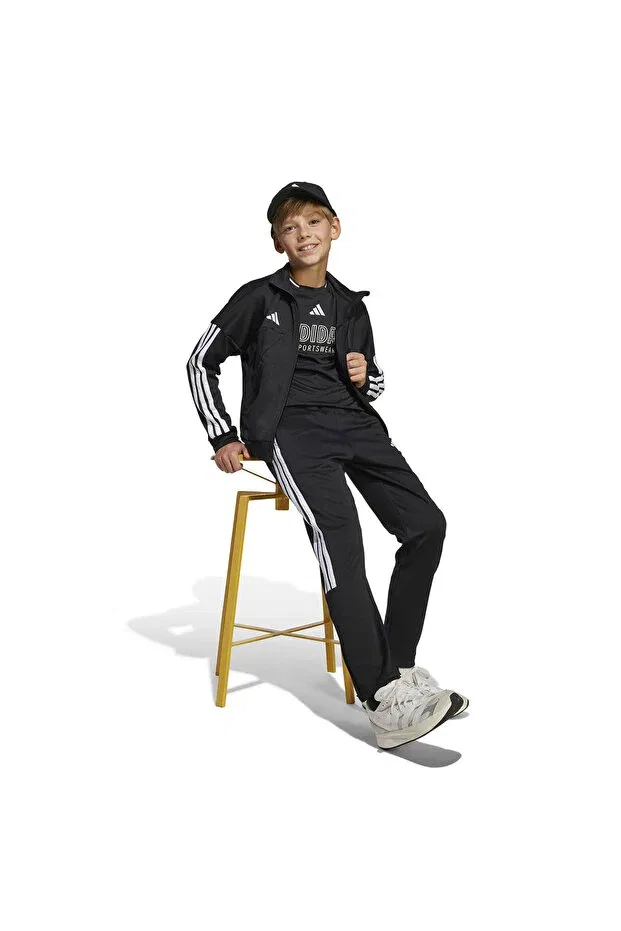 Детская толстовка для девочек с принтом Adidas, Black/White — фото 3