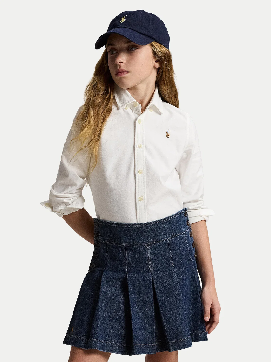 Рубашка стандартного кроя для девочки Polo Ralph Lauren, белый