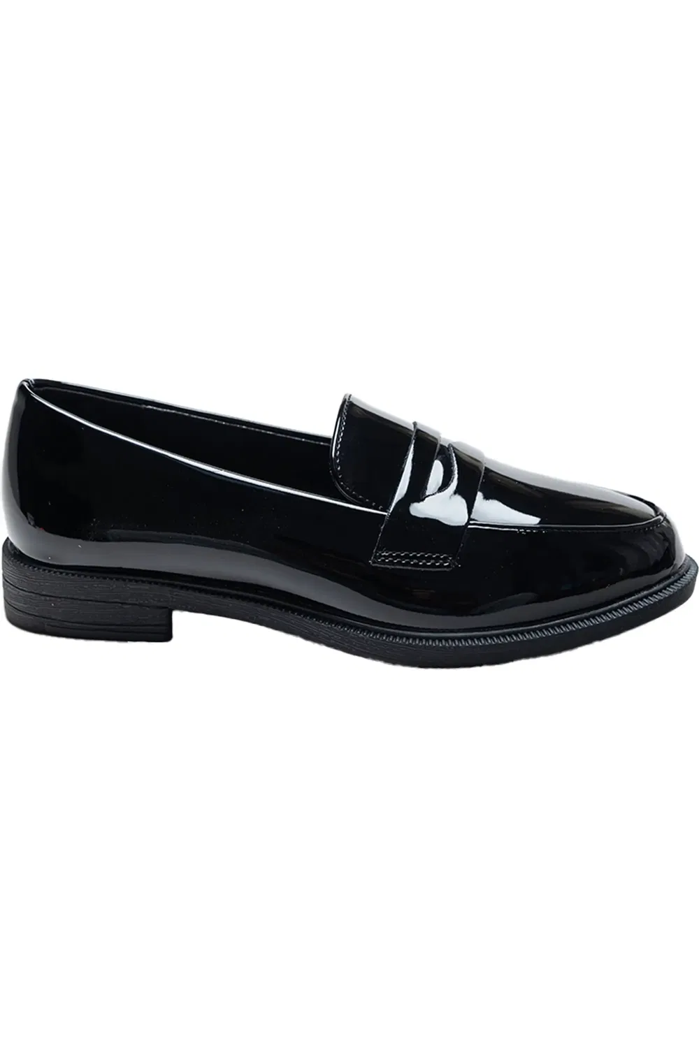 Детские туфли лоферы на плоской подошве Patent Penny Loafers MOUSTACHE, черный — фото 2