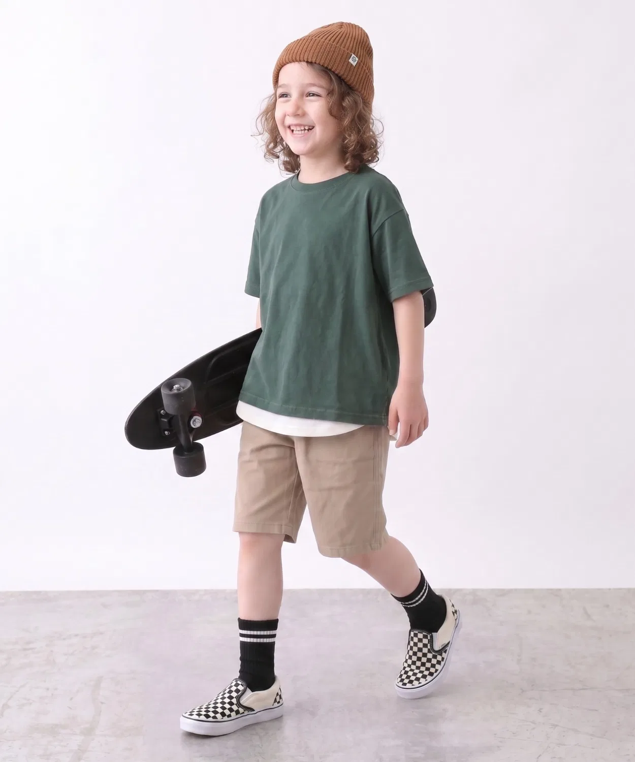 Детские шорты чинос из хлопка с эластичным поясом, модель Color Half Pants FUNALIVE, Черный — фото 3
