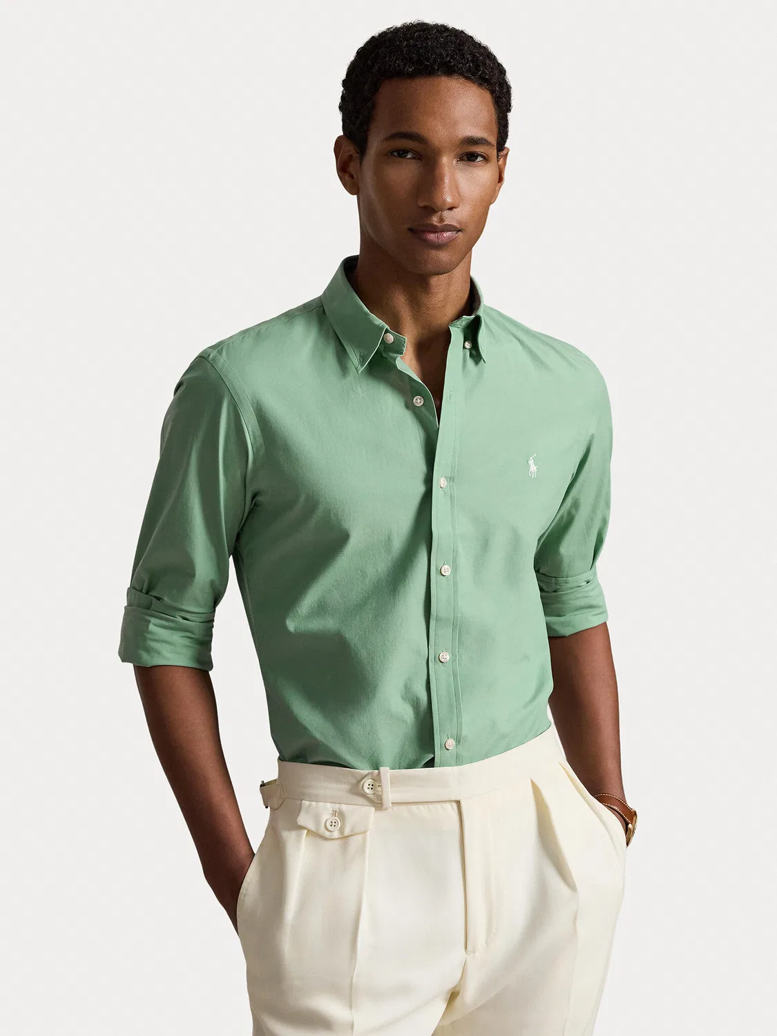 Мужская рубашка приталенного кроя Polo Ralph Lauren, бирюзовый