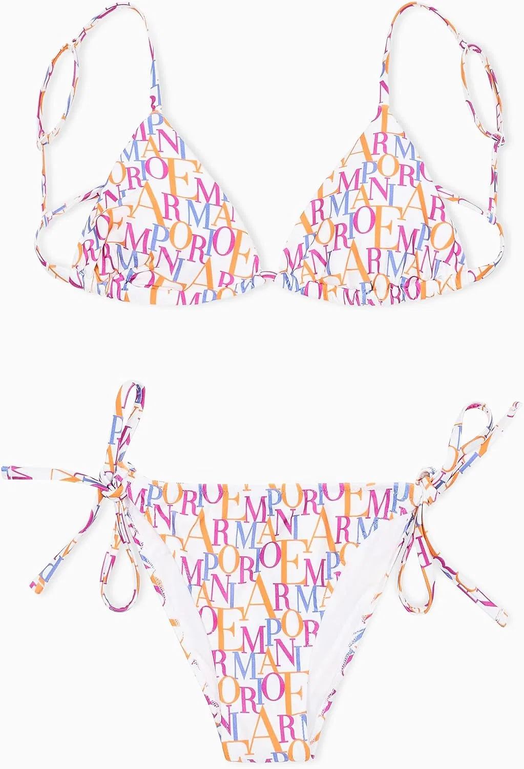 Женский бикини-сет логомания Emporio Armani, Bianco/Logo Multicol