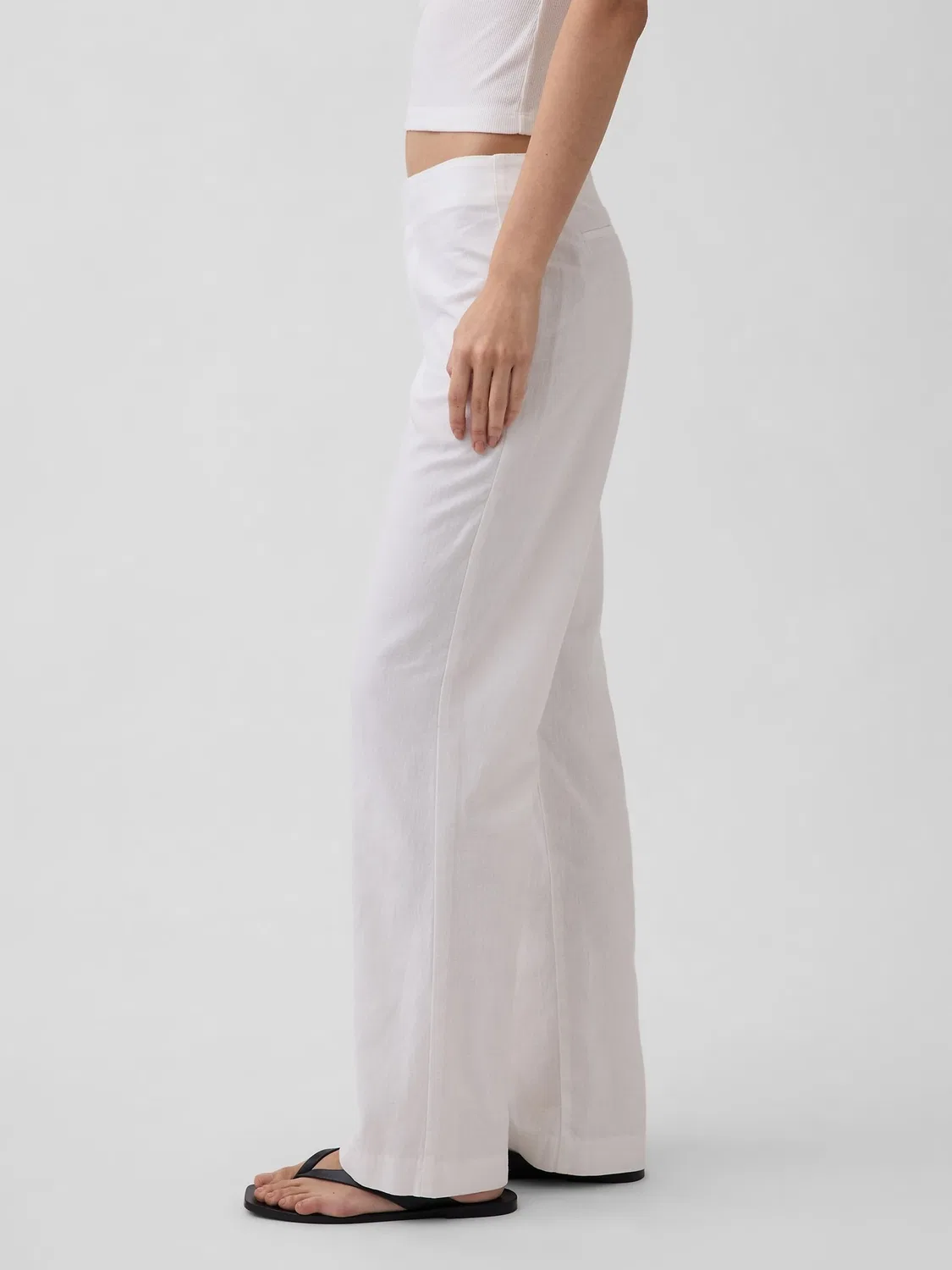 Брюки клеш из льняной смеси Gap White, белые — фото 4