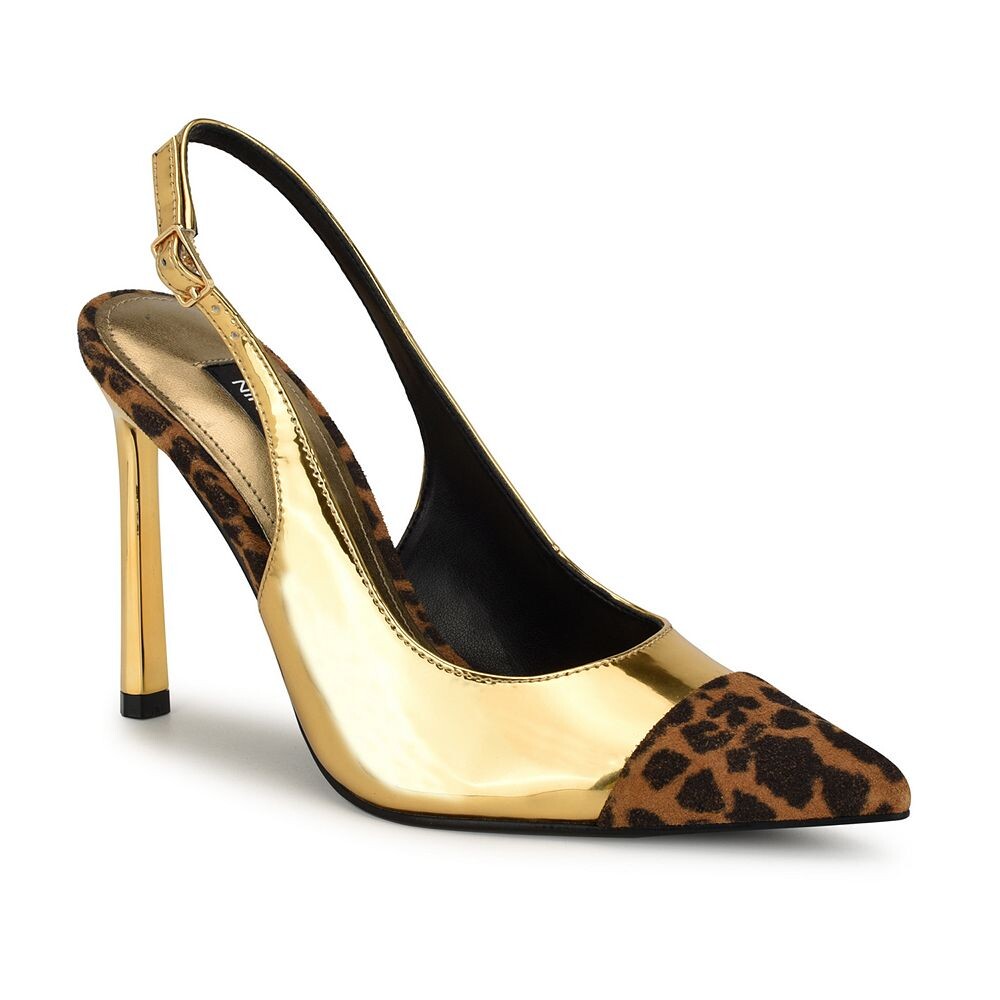 

Женские модельные туфли с открытой пяткой Nine West Fabele с острым носком, цвет Bronze Leopard Multi