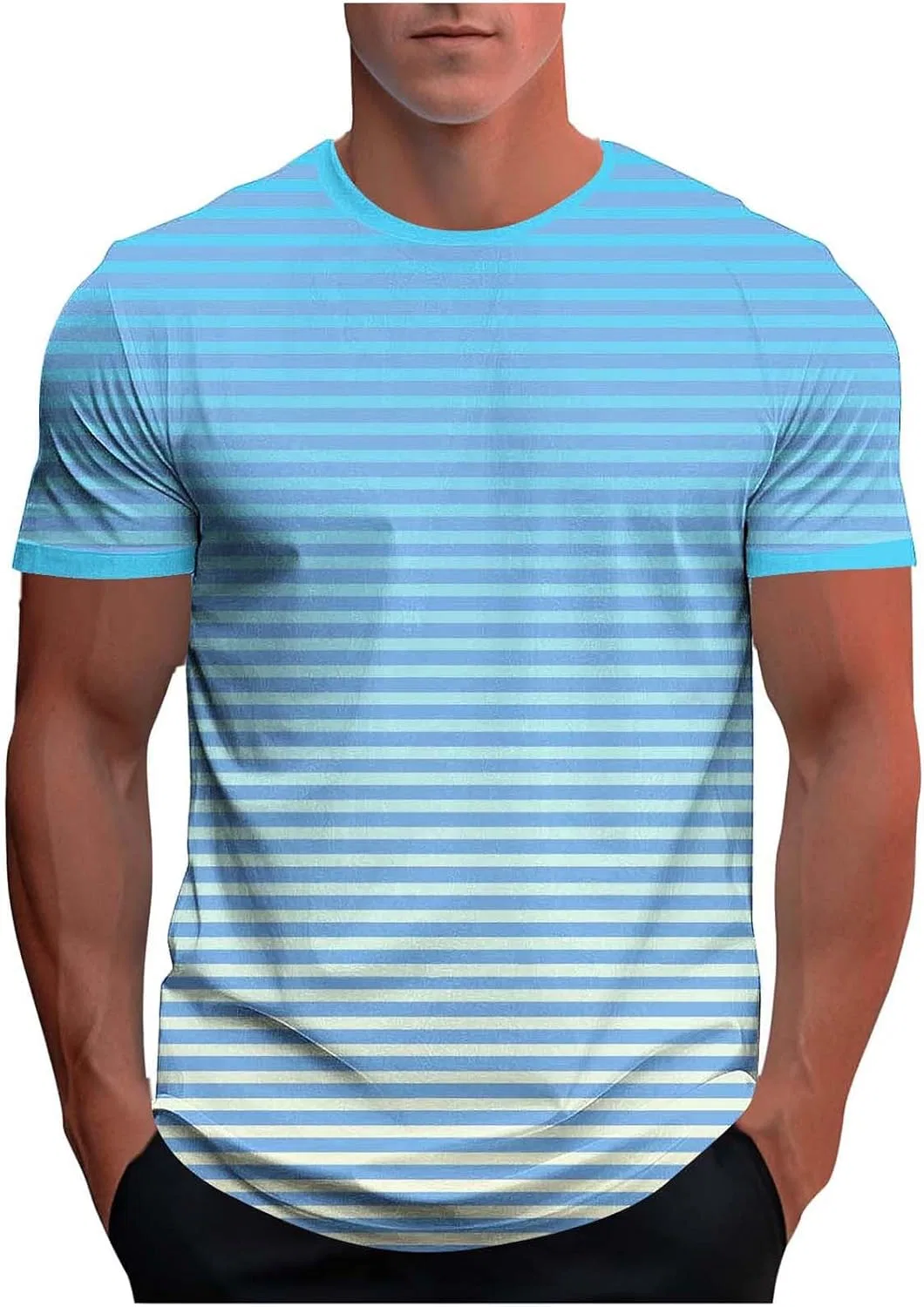 Мужская футболка с градиентом полосками, Light Blue