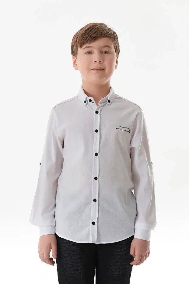 Детская рубашка для мальчиков с длинным рукавом Fulla Moda, White