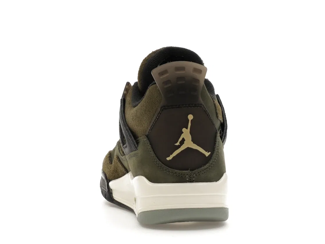 Детские кроссовки с патчворк-дизайном Jordan 4 Retro SE Craft Medium Olive (GS) Jordan, Medium Olive/Pale Vanilla/Khaki/Black/Sail — фото 4