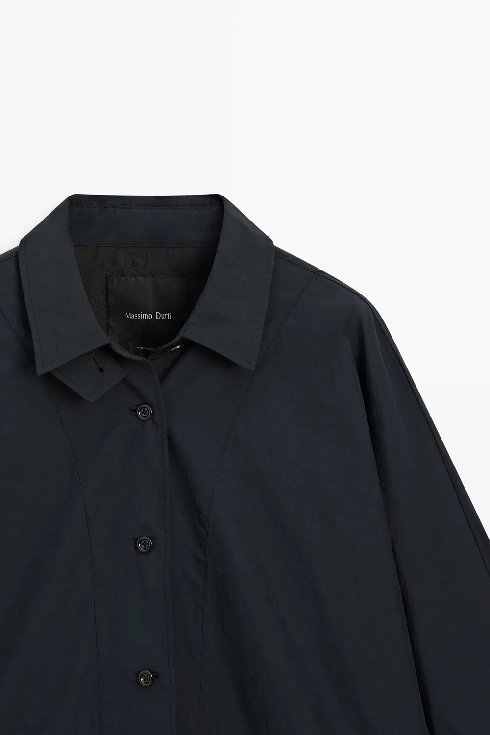 Куртка Massimo Dutti, с воротником на пуговицах, глубокий синий — фото 4
