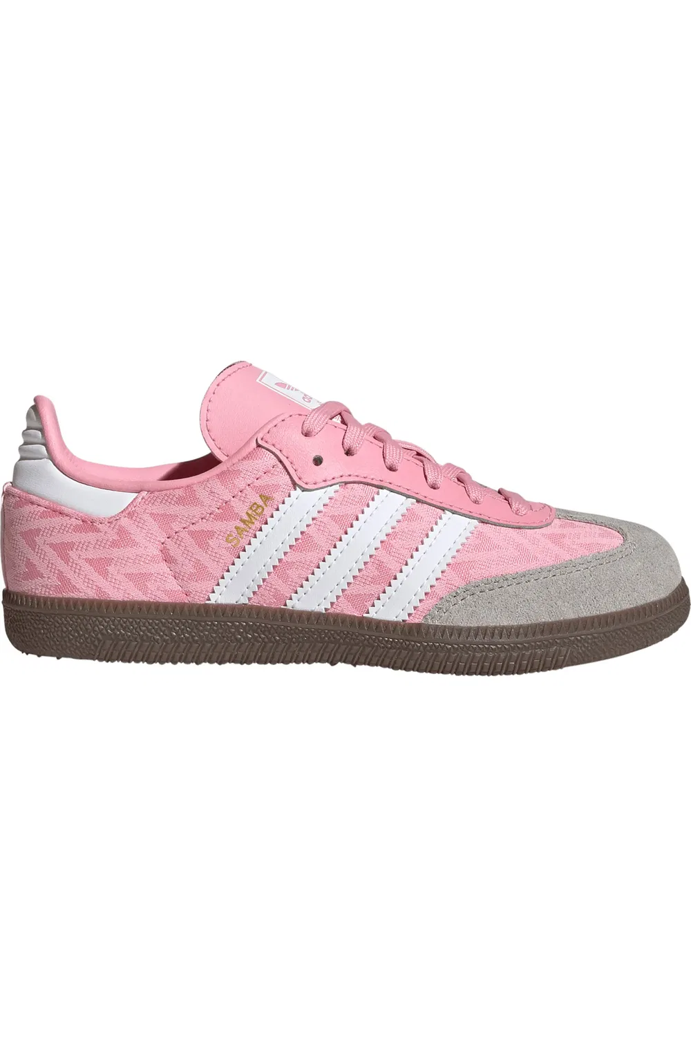 Детские кроссовки футбольные с низким профилем Samba OG adidas, Light Pink/White/Gum — фото 3