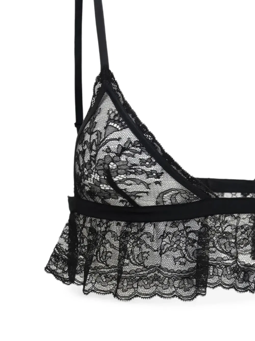 Бюстгальтер с кружевными оборками Dolce & Gabbana, черный — фото 3