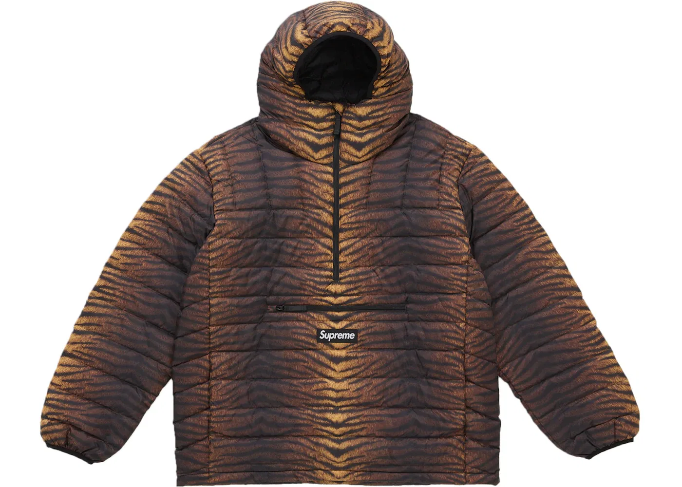 Мужской пуховый полузамок-худи с капюшоном Supreme Micro Down Half Zip Hooded Pullover FW25 Tiger Supreme, Tiger
