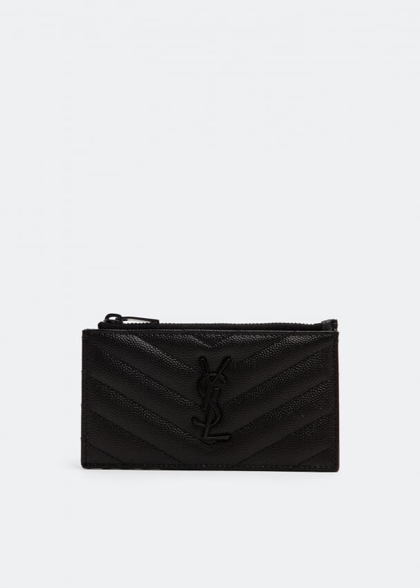 

Картхолдер SAINT LAURENT Monogramme zippered fragment card case, черный