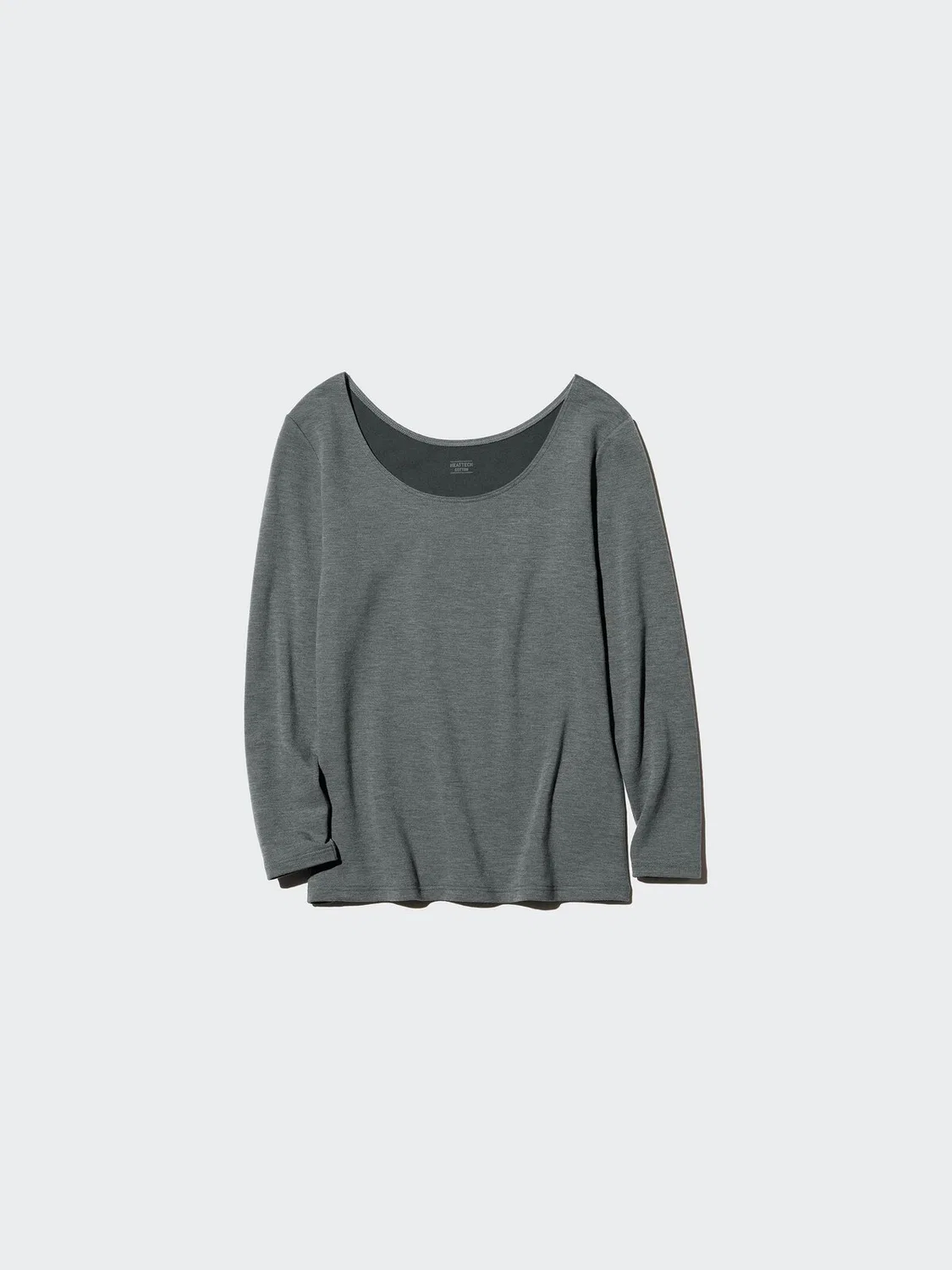 Футболка Uniqlo Heattech, хлопковая, с U-образным вырезом и рукавами 8 дюймов, серый