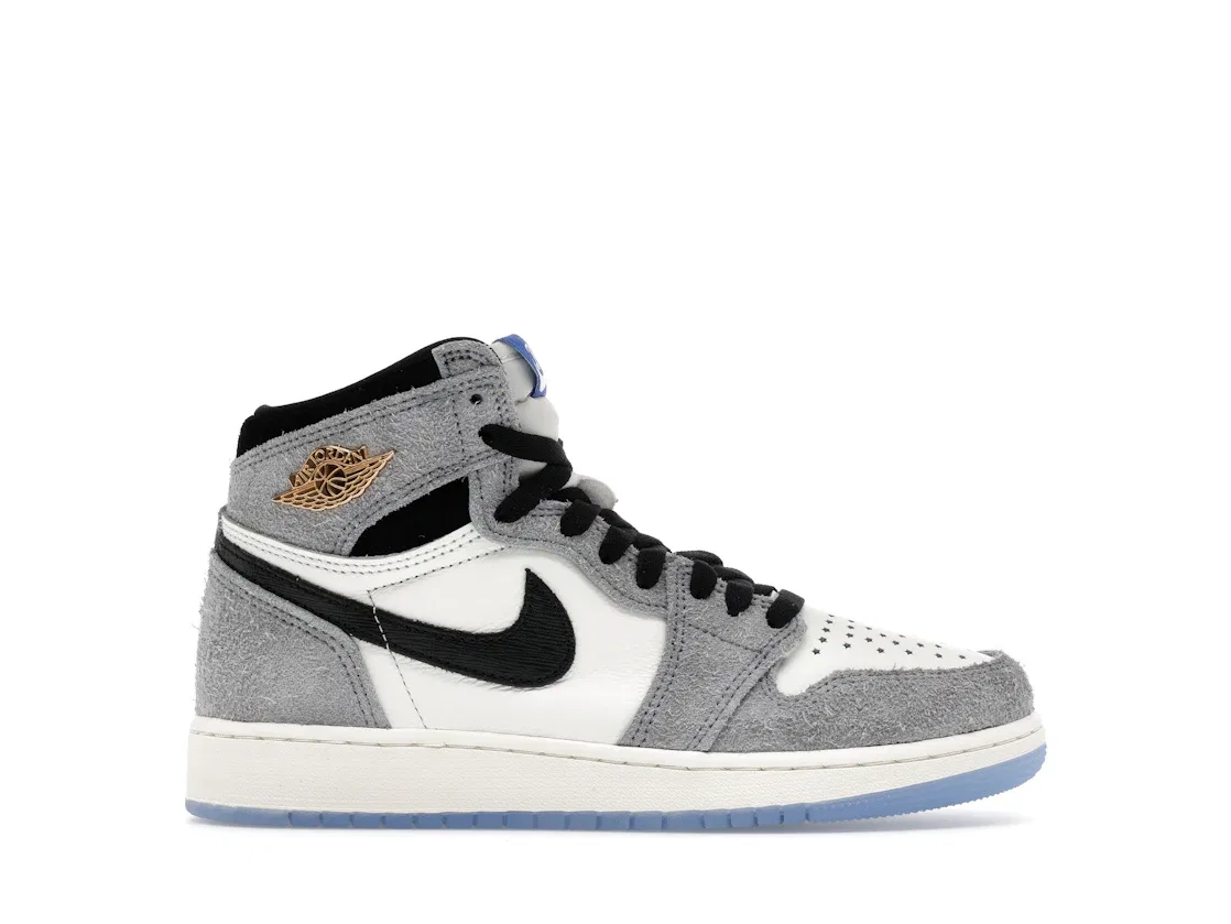 Детские кроссовки Lifestyle с принтом Jordan 1 High OG Jordan, Cool Grey/Game Royal/Black