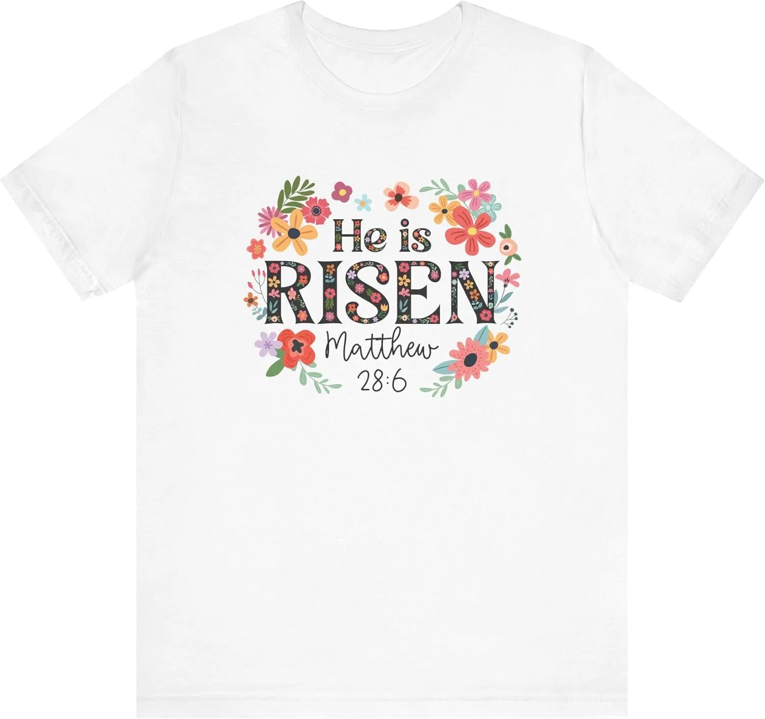 Футболка с цветочным принтом He Is Risen Bella Canvas 3001, White