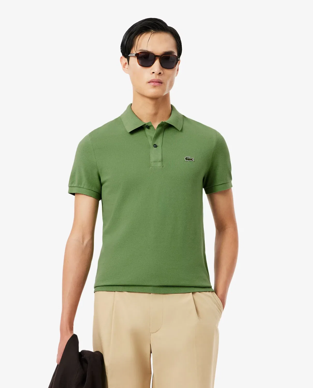Мужское поло из пике с коротким рукавом L.12.12 Lacoste, Verde Oliva