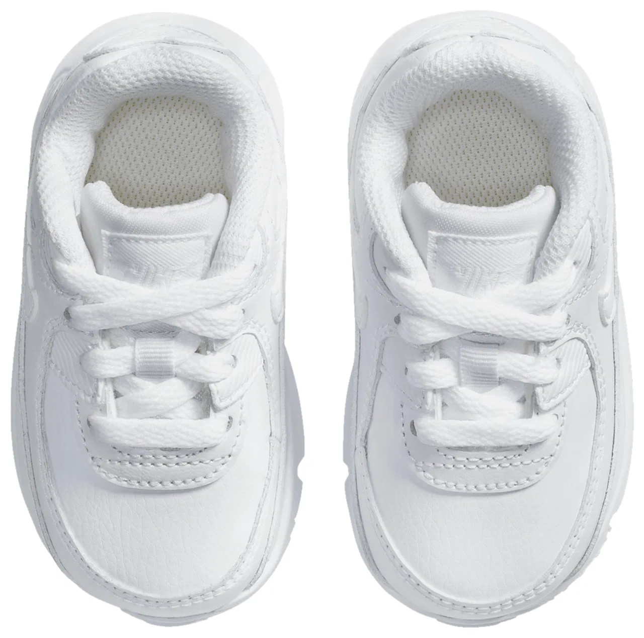 Детские кроссовки для мальчиков с кожаным верхом Air Max 90 Nike, White/White/Metallic Silver — фото 4
