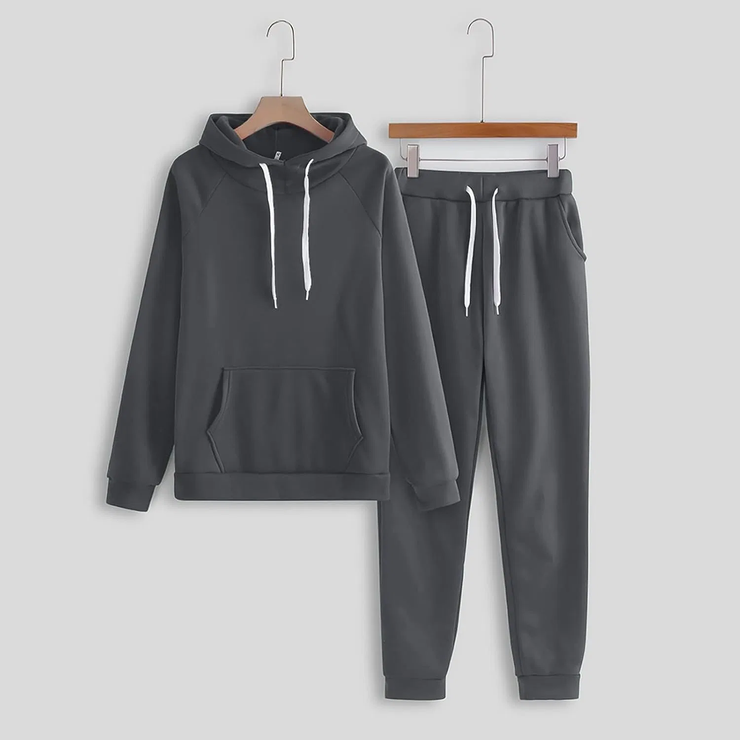 Женский спортивный комплект из худи и брюк с карманами, Oversized, тёмно-серый — фото 2