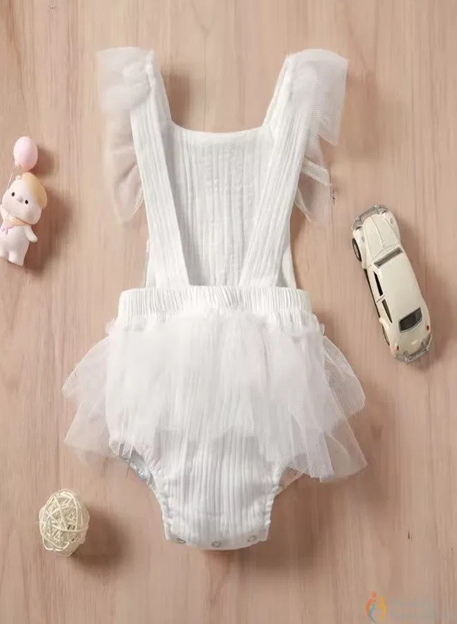Платье-боди хлопковое с юбкой из тюля, Matching Family Outfits, белый — фото 2