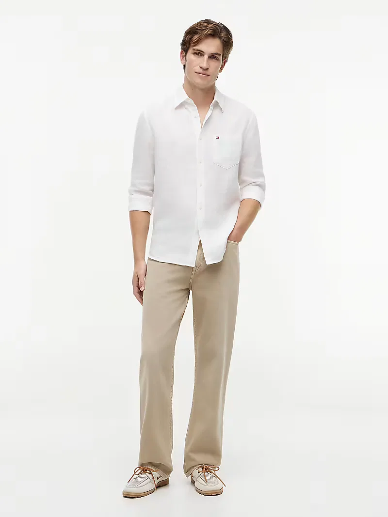 Рубашка regular fit из чистого льна с эффектом стирки Tommy Hilfiger, белый — фото 2
