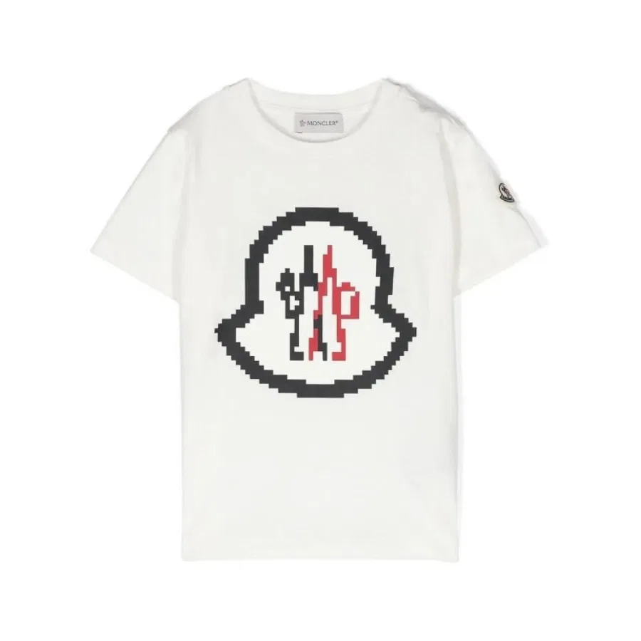 Футболка хлопковая с принтом Boys Logo Print Cotton T-Shirt Moncler, Beige