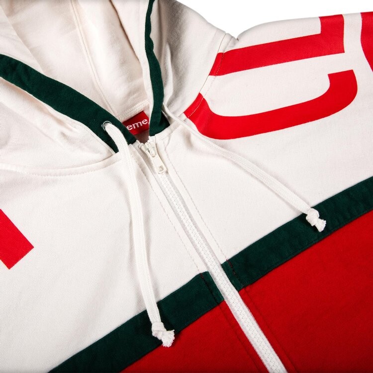 Толстовка Supreme Big Logo Paneled Zip Up Hooded Sweatshirt 'Red', красный — фото 4