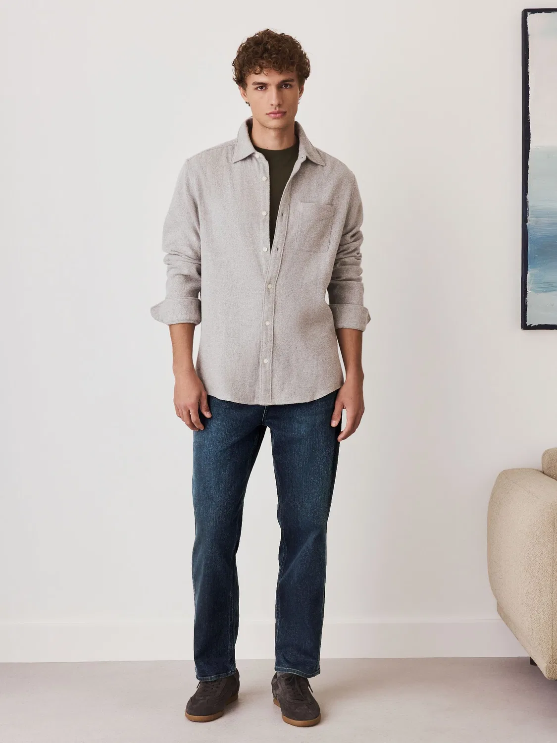 Джинсы прямого кроя Premium Crosshatch Denim Next, синие — фото 3