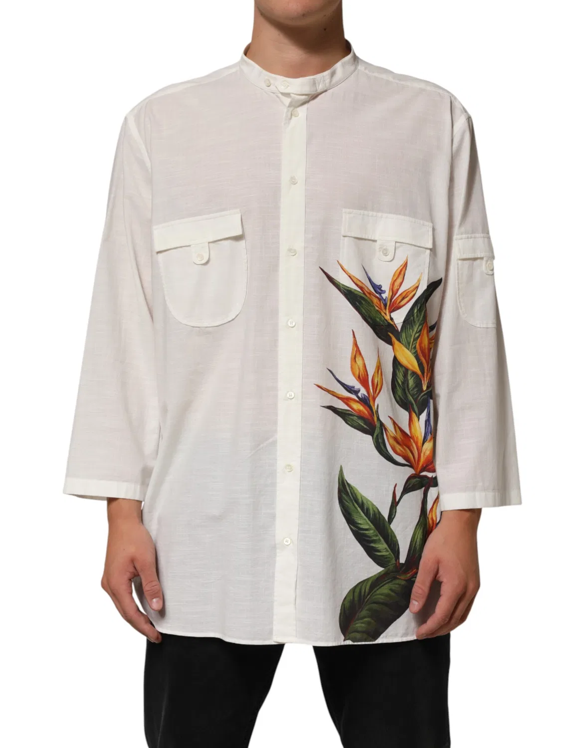 Мужская рубашка с цветочным принтом на пуговицах Casual Shirt Dolce & Gabbana, White