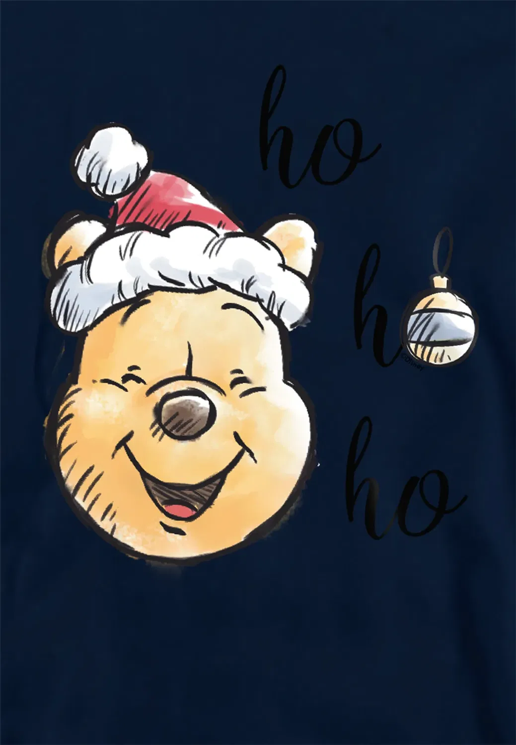 Детский свитшот с принтом Winnie the Pooh Ho Ho Ho, Merry Christmas Youth Kids Pull-over Hoodie Disney, Navy — фото 2
