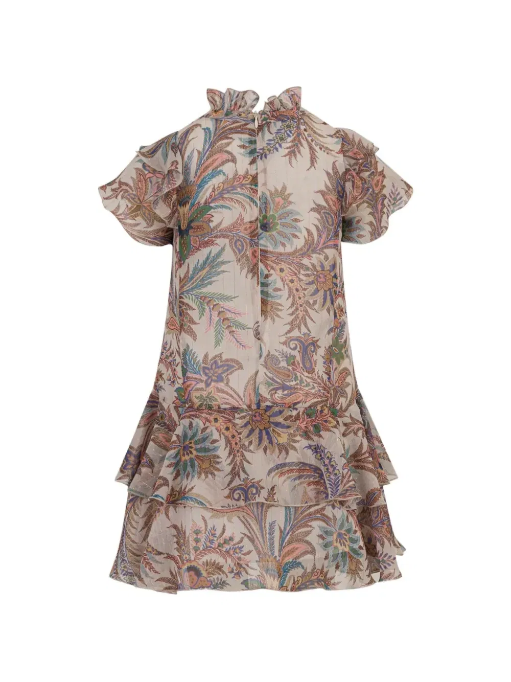 Платье из легкого крепона с рюшами Etro Kids, бежевый — фото 2