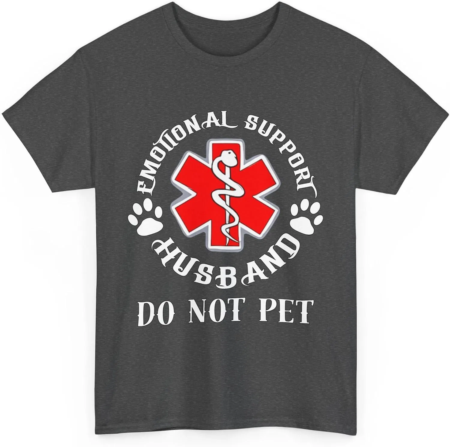 Футболка с принтом Emotional Support Husband Gildan, Dark Heather — фото 3