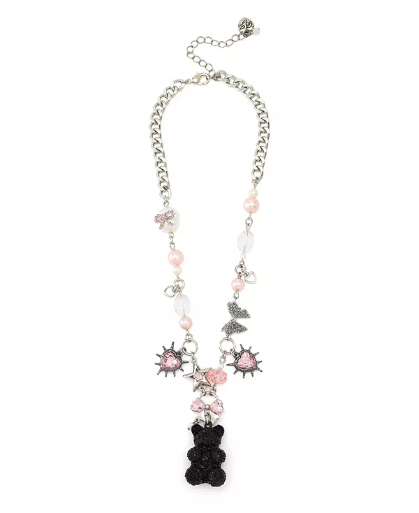 

Ожерелье-Нагрудник с подвеской в виде плюшевого мишки из искусственного камня Betsey Johnson, multi