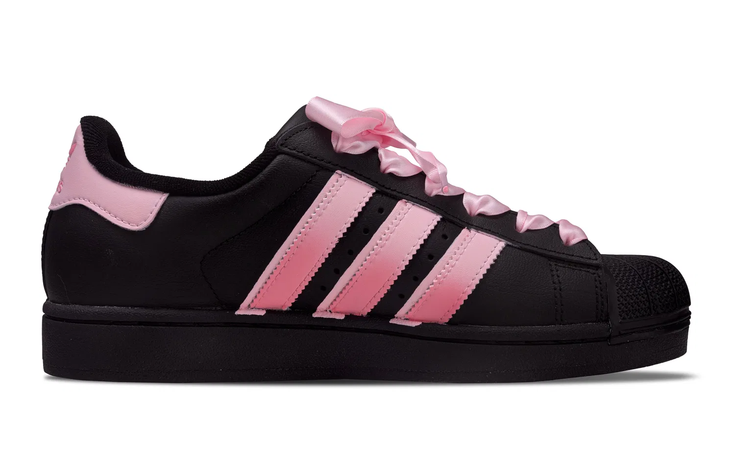 Детские кеды для скейтбординга с принтом Superstar 2, Adidas Originals, Black Pink Custom — фото 3