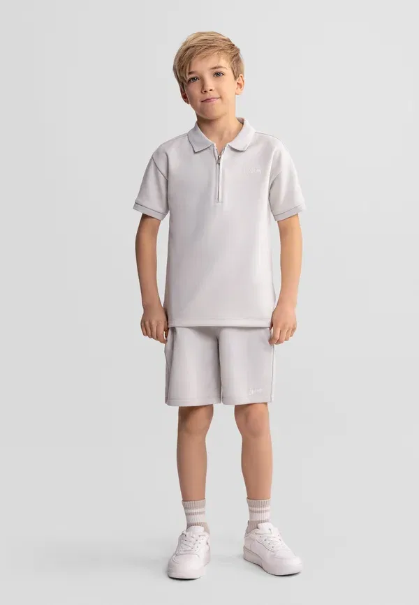Комплект с пике и брюками, хлопок, Set with zip collar, Minoti, grey, серый — фото 2