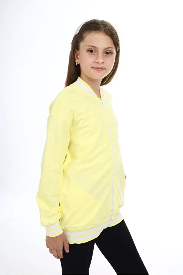 Детский вязаное кардиган для девочек с принтом Toontoy, Light Yellow — фото 3