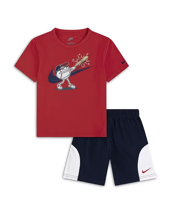 Детский комплект футболки и шорт для мальчиков с принтом Nike, Midnight Navy