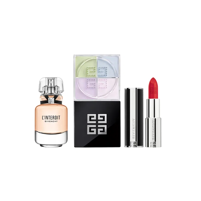 Женский парфюмерный набор с лаковым блеском для губ и пудрой, Givenchy, Unrestrained Light, Цвет: N306