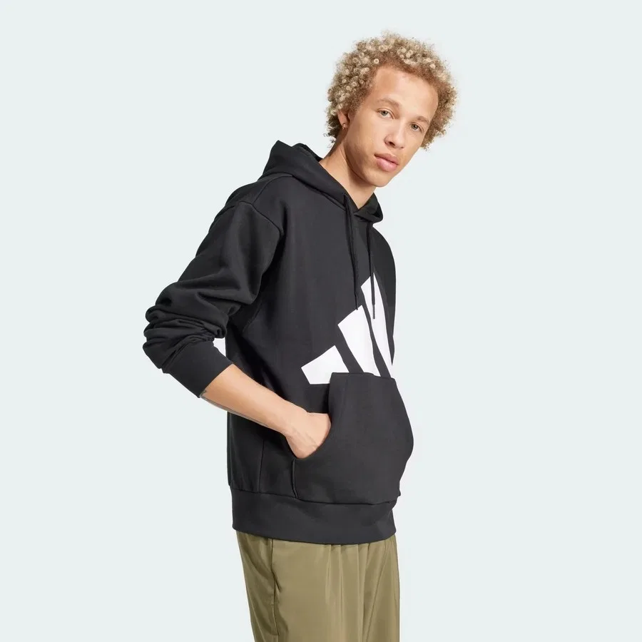 Свитшот мужской с капюшоном Essentials Big Logo adidas, Черный — фото 3