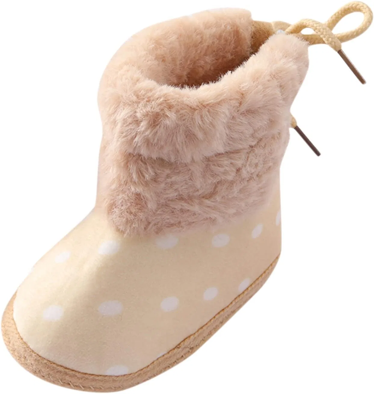 Детские зимние сапожки для девочек с флисом и принтом, Beige