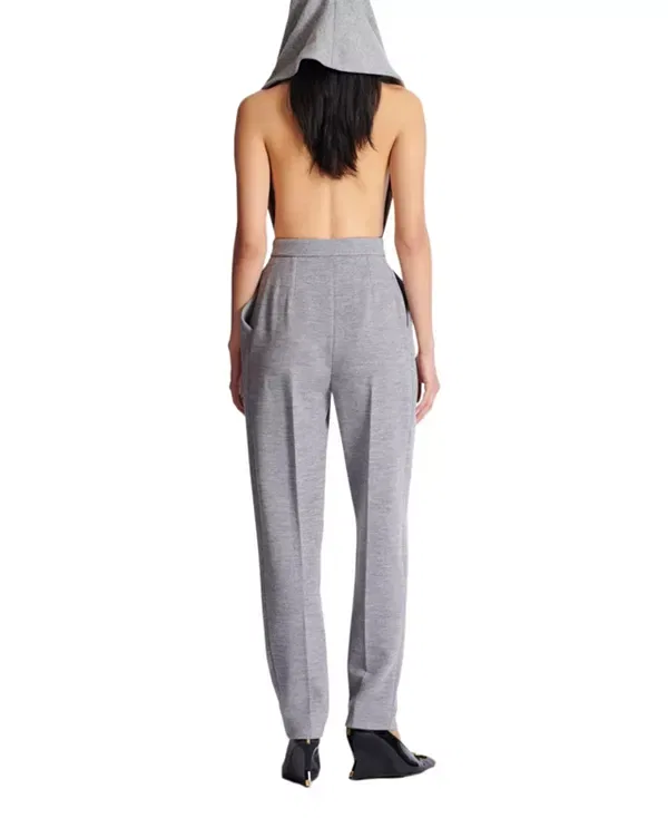 Женские брюки с застежкой на молнию и пуговицу Tailored Cotton Knit Trousers Balmain, серый — фото 3