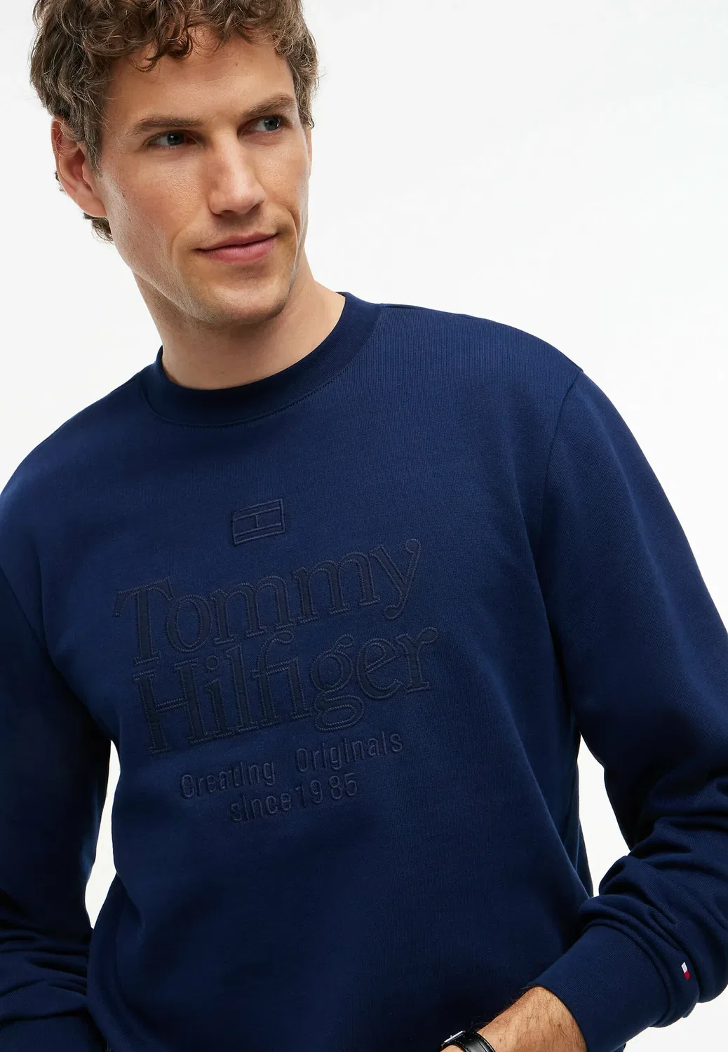 Свободная толстовка с вышивкой логотипа в тон ткани - толстовка Tommy Hilfiger, Carbon Navy — фото 4