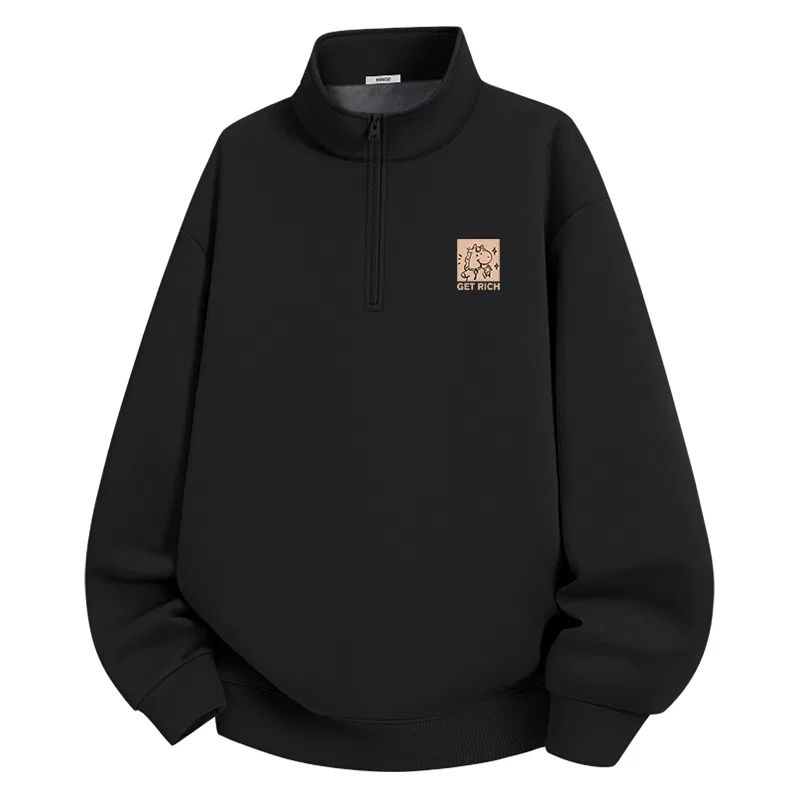 Детский свитшот с принтом [Horse Year Destiny Thickened and Fleece-Lined] MINISO, Light Beige (Prosperity and Fortune Chest Logo) — фото 3