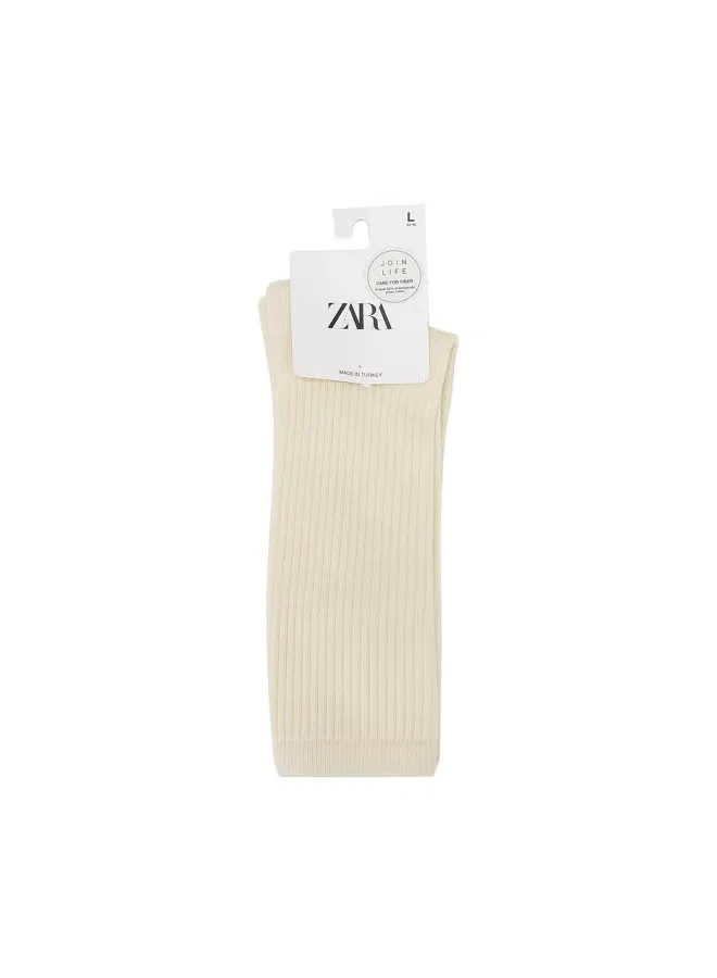 Носки плотные с длинной голенью Zara, бежевый — фото 2