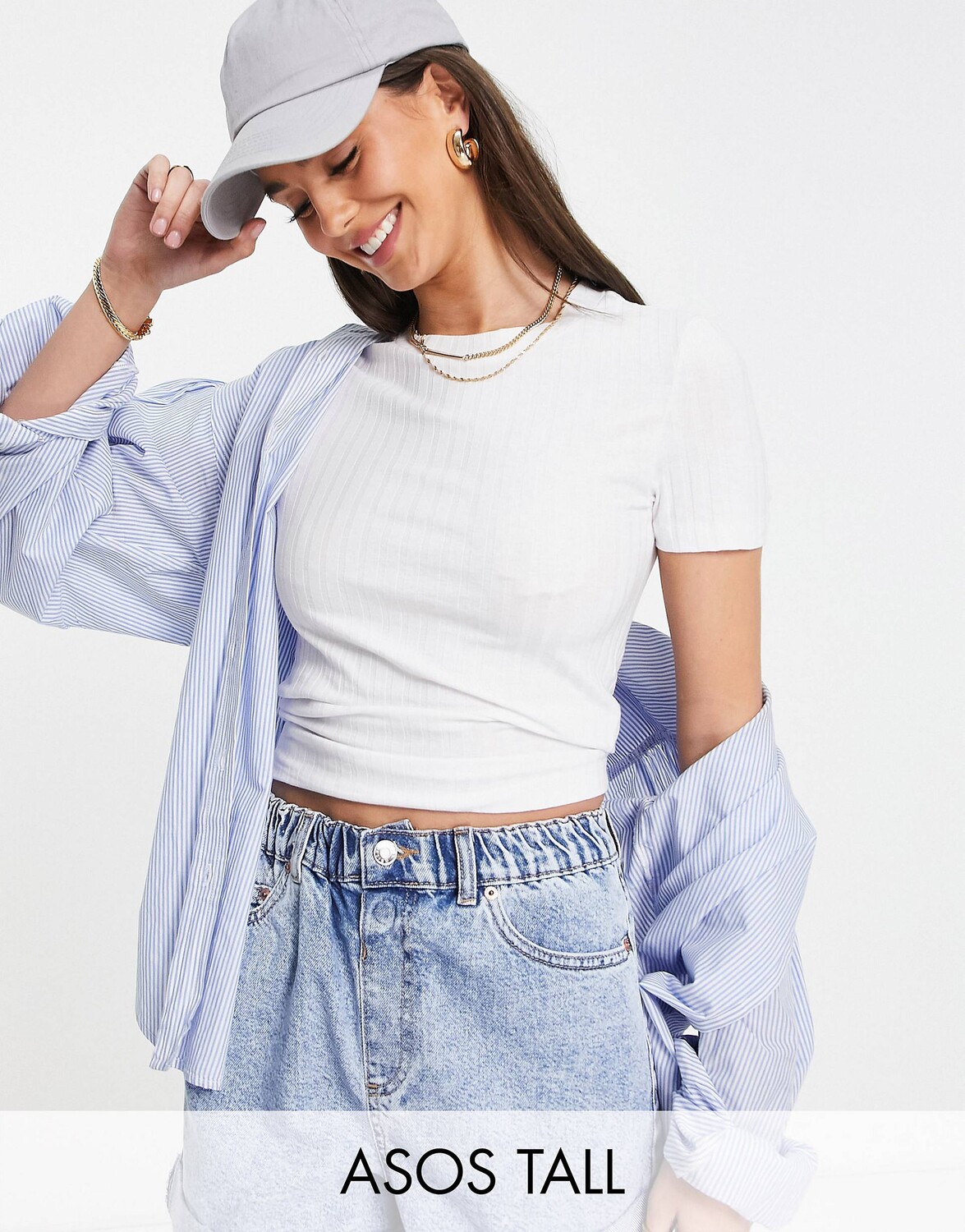 

Топ в рубчик ASOS DESIGN Tall, белый