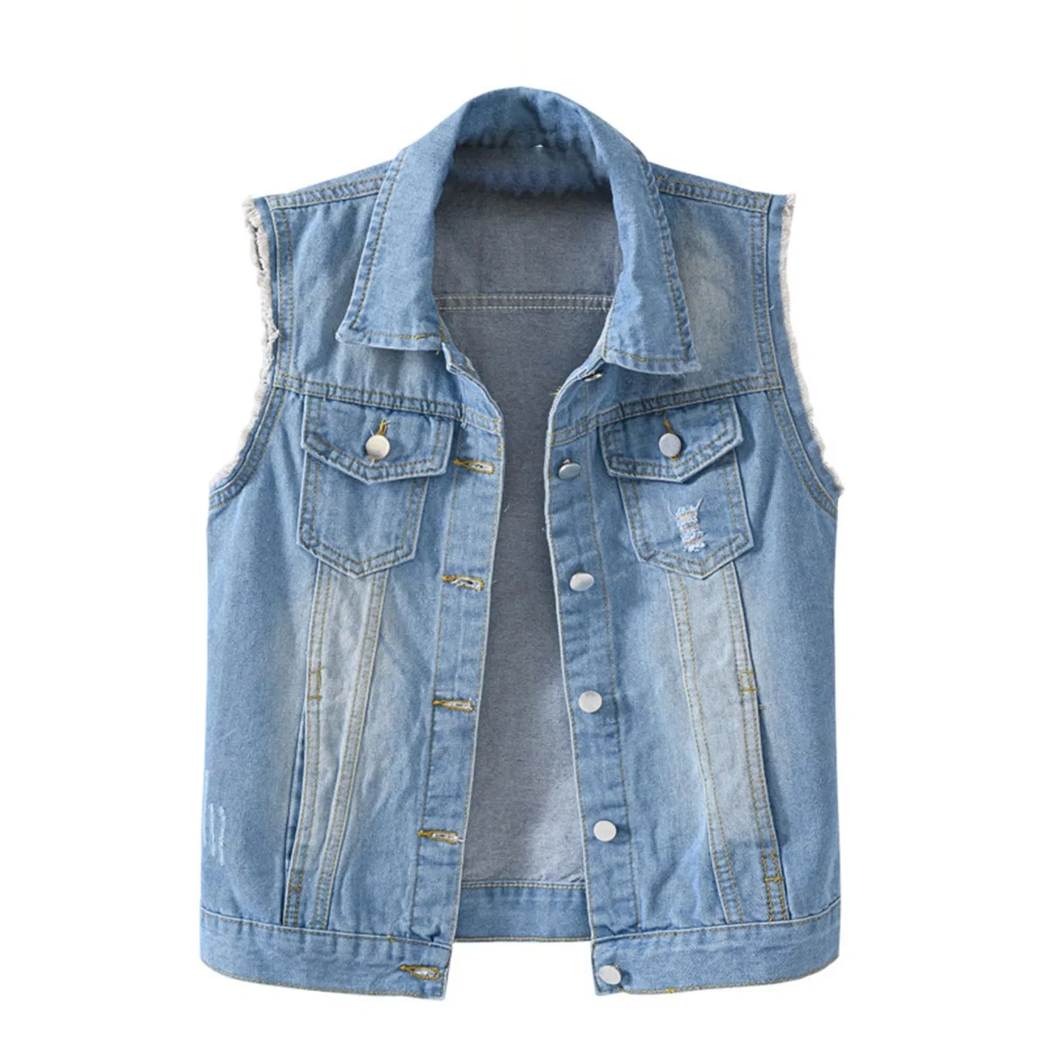 Женский джинсовый жилет без рукавов, Z1Light Blue