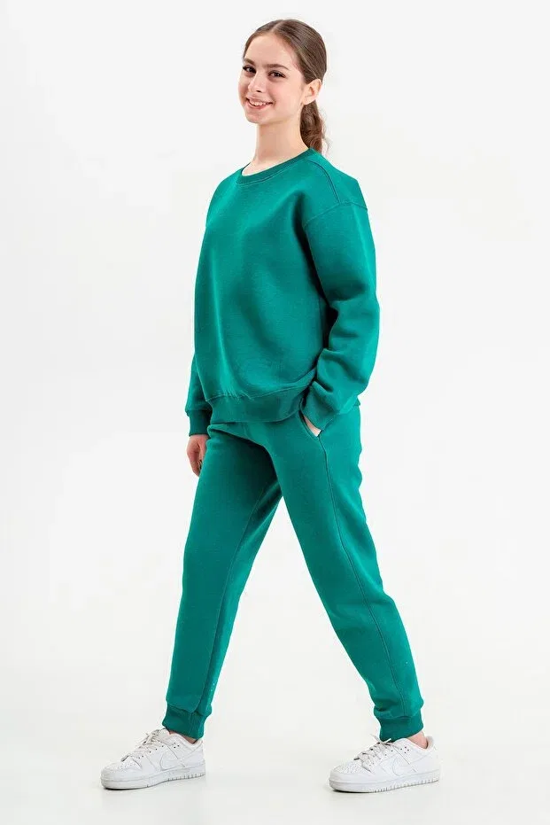 Детский спортивный костюм из футера с принтом Basics Black One, Benetton Green — фото 2